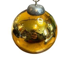 Vintage Kugel 3.9" Golden Round Christmas Ornament Germany Original Collectible